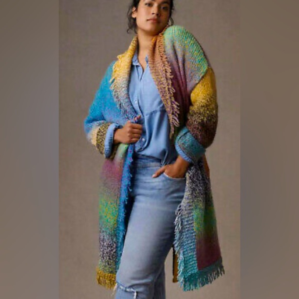 Anthropologie Greylin cozy colorful cardigan sweater XL